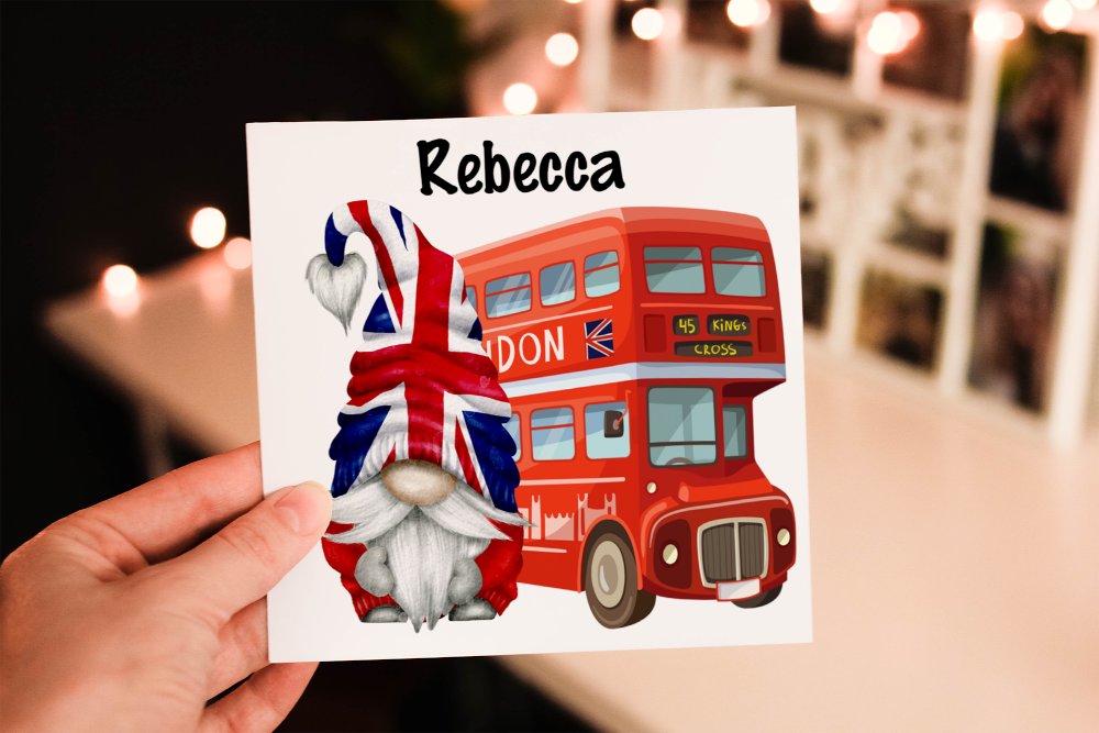 UK Gnome London Bus Card, London Bus Card, Custom Card